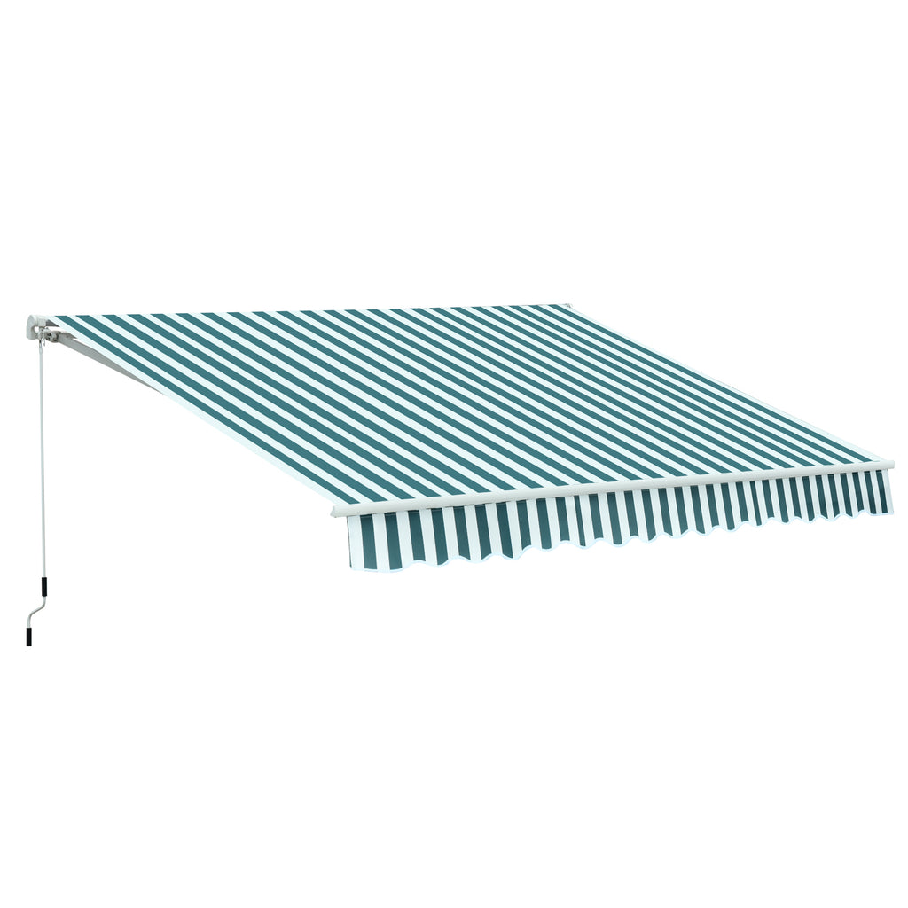 Outdoor Awning with Arms with Crank, Metal and Polyester, 295x250cm Green and White