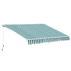 Outdoor Awning with Arms with Crank, Metal and Polyester, 295x250cm Green and White