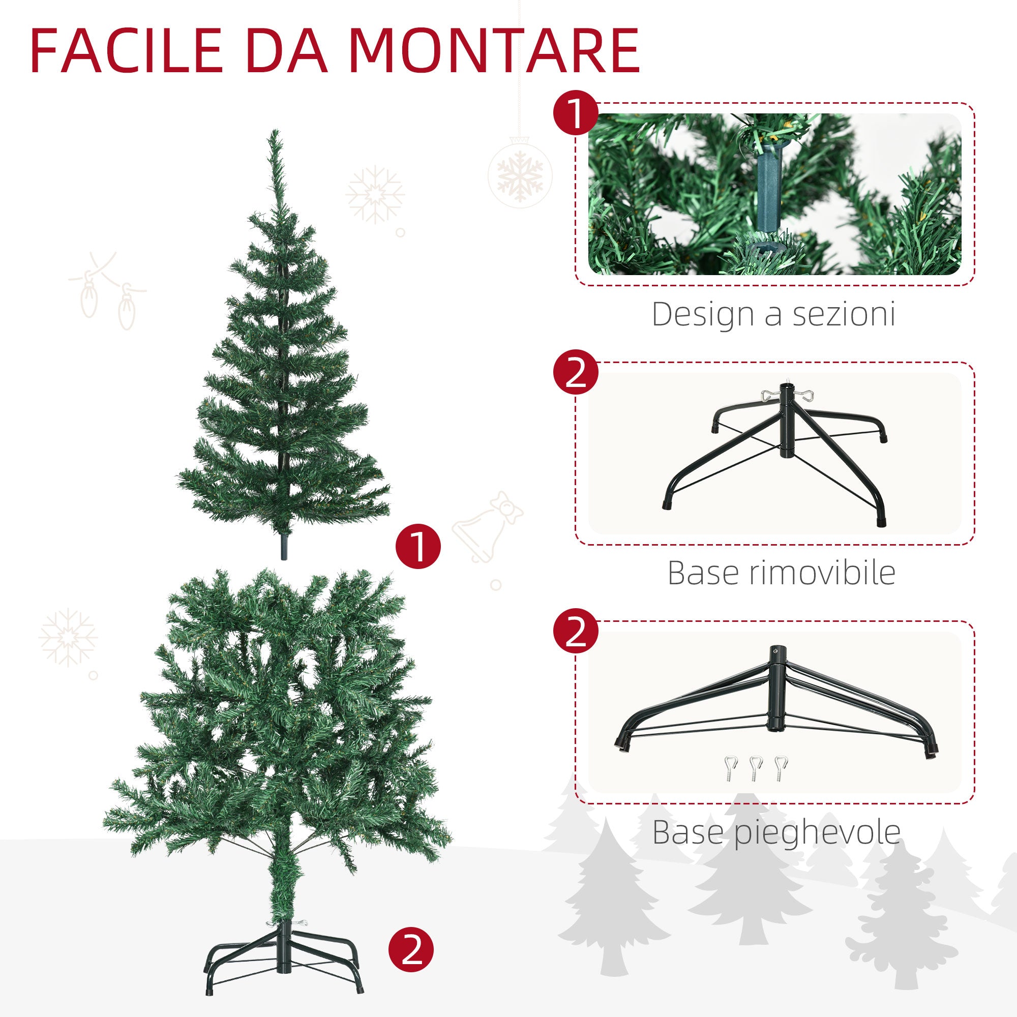 150cm Christmas Tree with 420 Fireproof PVC Branches, Christmas Tree with Decorations and Thick Branches, Green