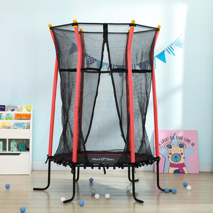 Children's Trampoline with Hinged Entry and Padded Poles, Ø163.5x190 cm, Red