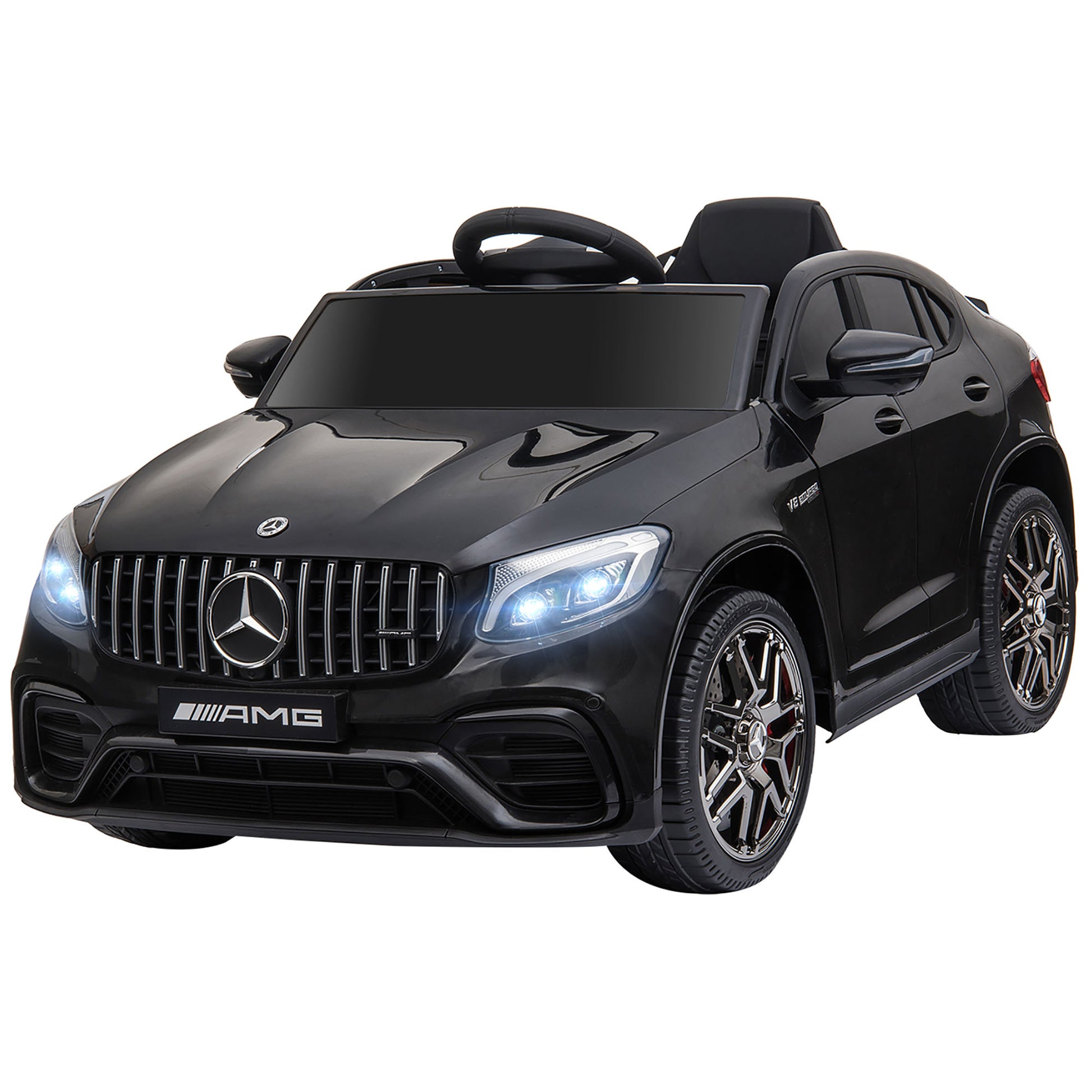 Electric Ride-On Car for Kids 3-5 Years Mercedes with Seat Belt and Remote Control, Black - Borgè