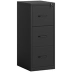Minimal 3-Drawer Document Cabinet with Adjustable Bar, Steel, 36.5x46.2x99 cm, Black