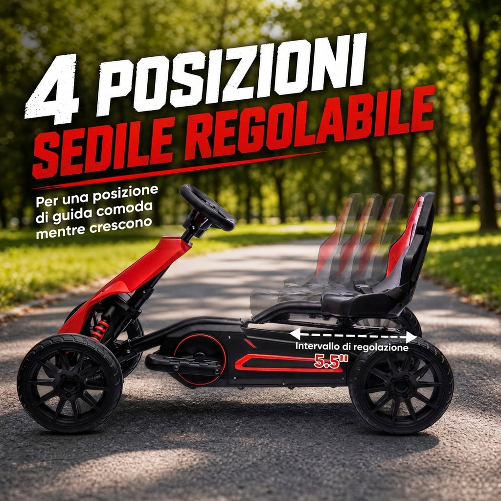 HOMCOM Electric Go Kart for Kids Ages 3-8, 12V 3-5 km/h, with Seat Belt, 30 kg Capacity, Red