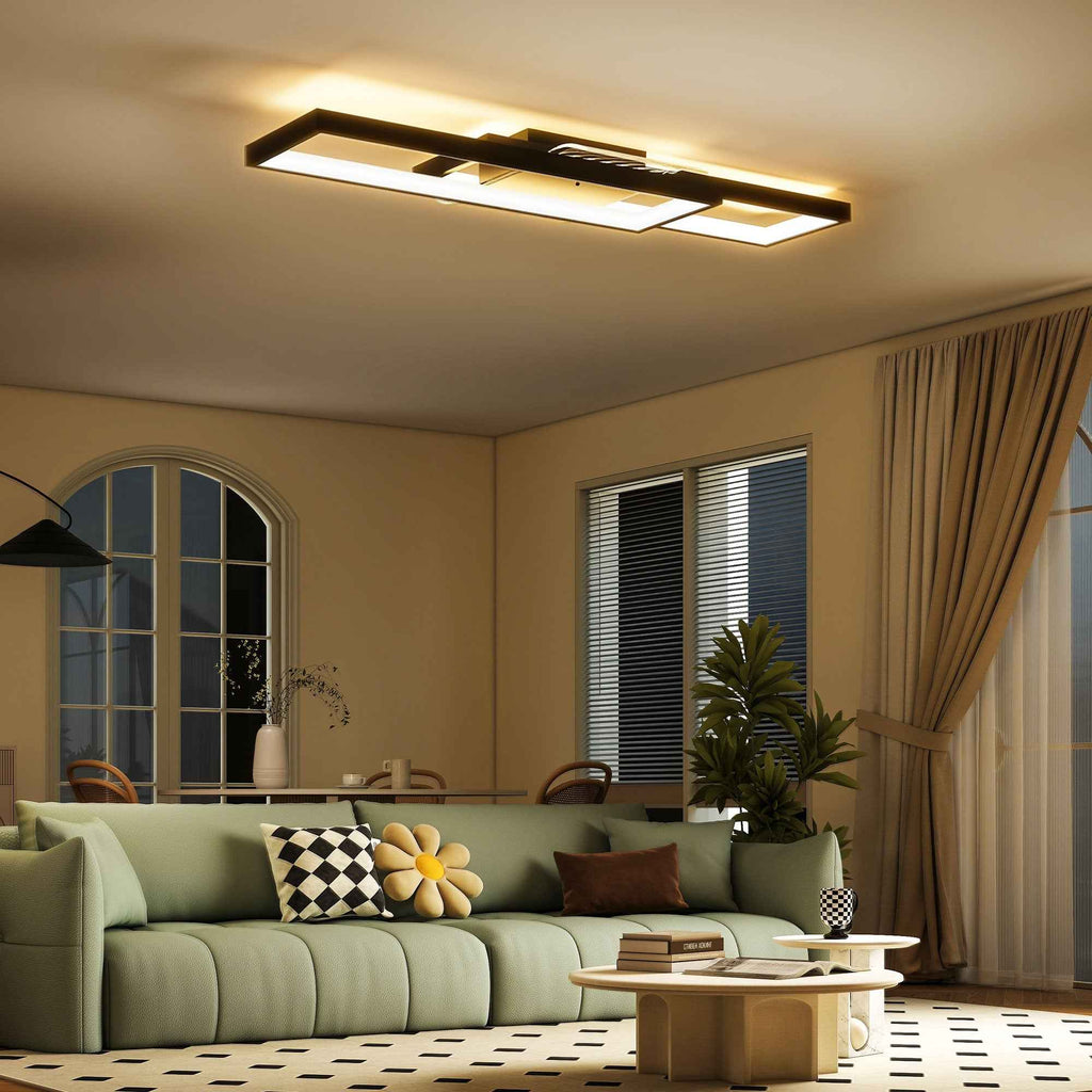 HOMCOM Dimmable LED Ceiling Light 3000-6000K with Remote Control and Switch, 70x30 cm, Black