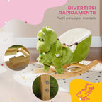 Dinosaur Rocking Horse for Children 18-36 Months with Sounds and Soft Cover, Green