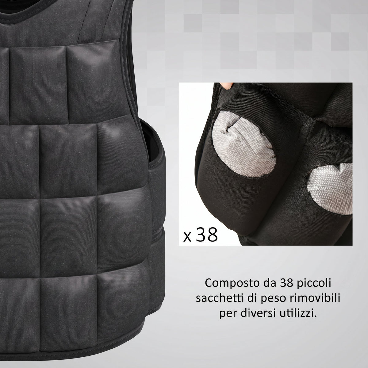 HOMCOM Unisex Weighted Vest 10kg, 38 Individual Weights, Padding, Velcro Closures, Black