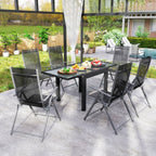 Extendable Garden Dining Table with Glass and Aluminum Top, 80-160x80x75 cm, Black and Transparent