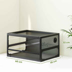 PawHut Raised and Foldable Reptile House with Tempered Glass and Plastic Lid and Walls, 60x45x32 cm, Black