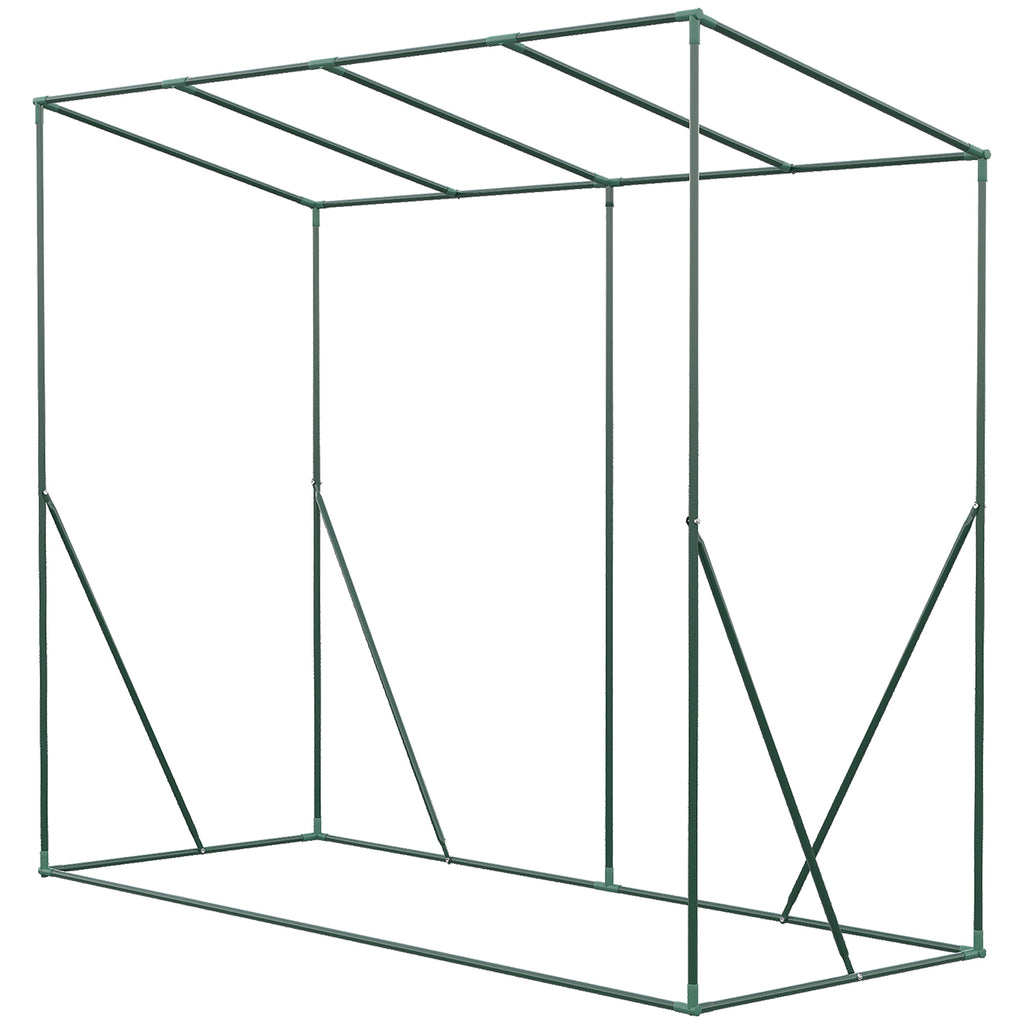 Outsunny PE and Steel Garden Greenhouse with 4 Stakes, 2 Windows and Reinforced Cover, 200x77x148-169cm