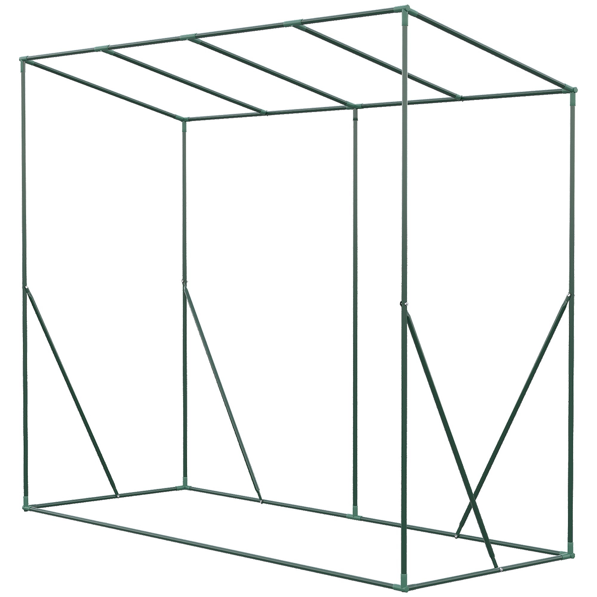 Outsunny PE and Steel Garden Greenhouse with 4 Stakes, 2 Windows and Reinforced Cover, 200x77x148-169cm