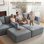 Modular Corner Sofa in Velvet Fabric with Cushions, 294x165x70 cm, Dark Grey