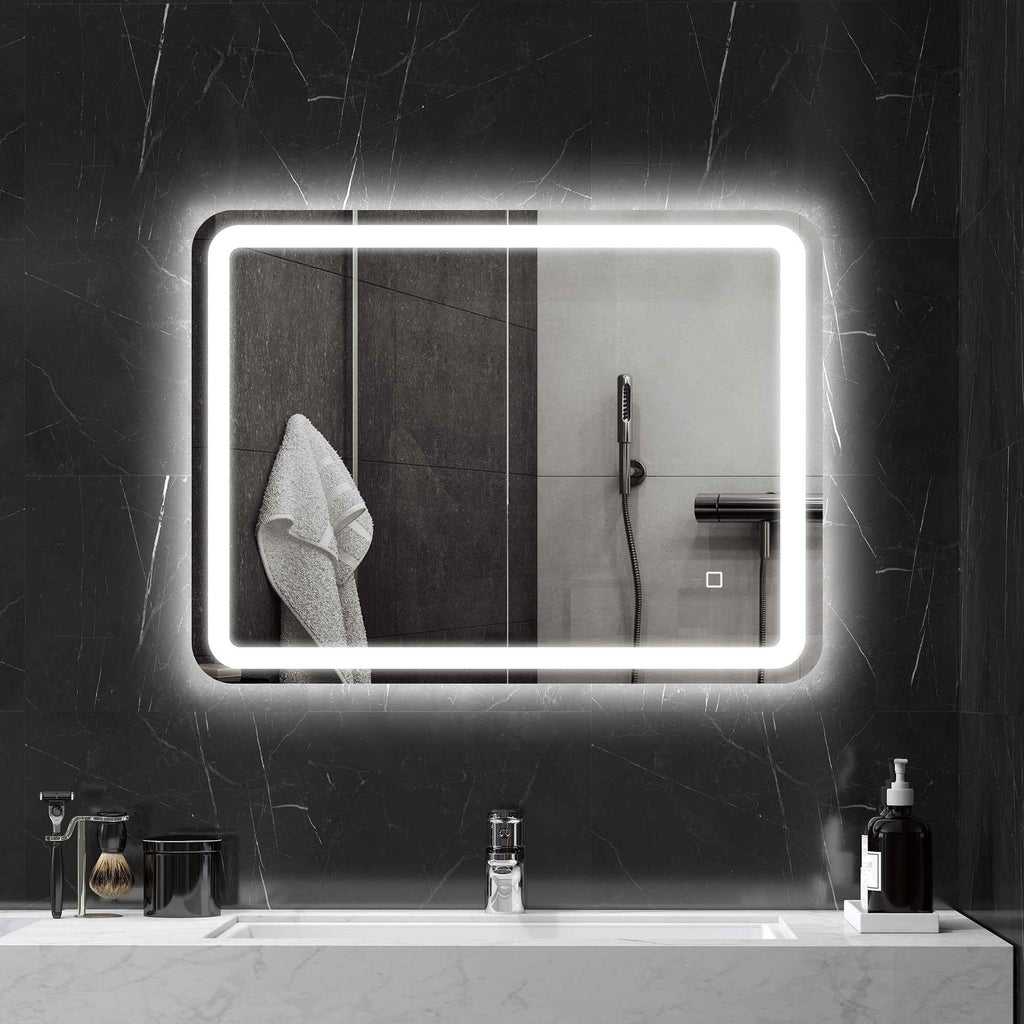 HOMCOM LED Touch Bathroom Mirror with Dimmable Light, 3 Temperatures and Anti-Fog, 60x80 cm