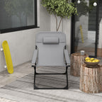 Folding and Reclining Garden Chair on 4 Levels, in Steel and Polyester, 69x91x96 cm, Black Gray - Borgè