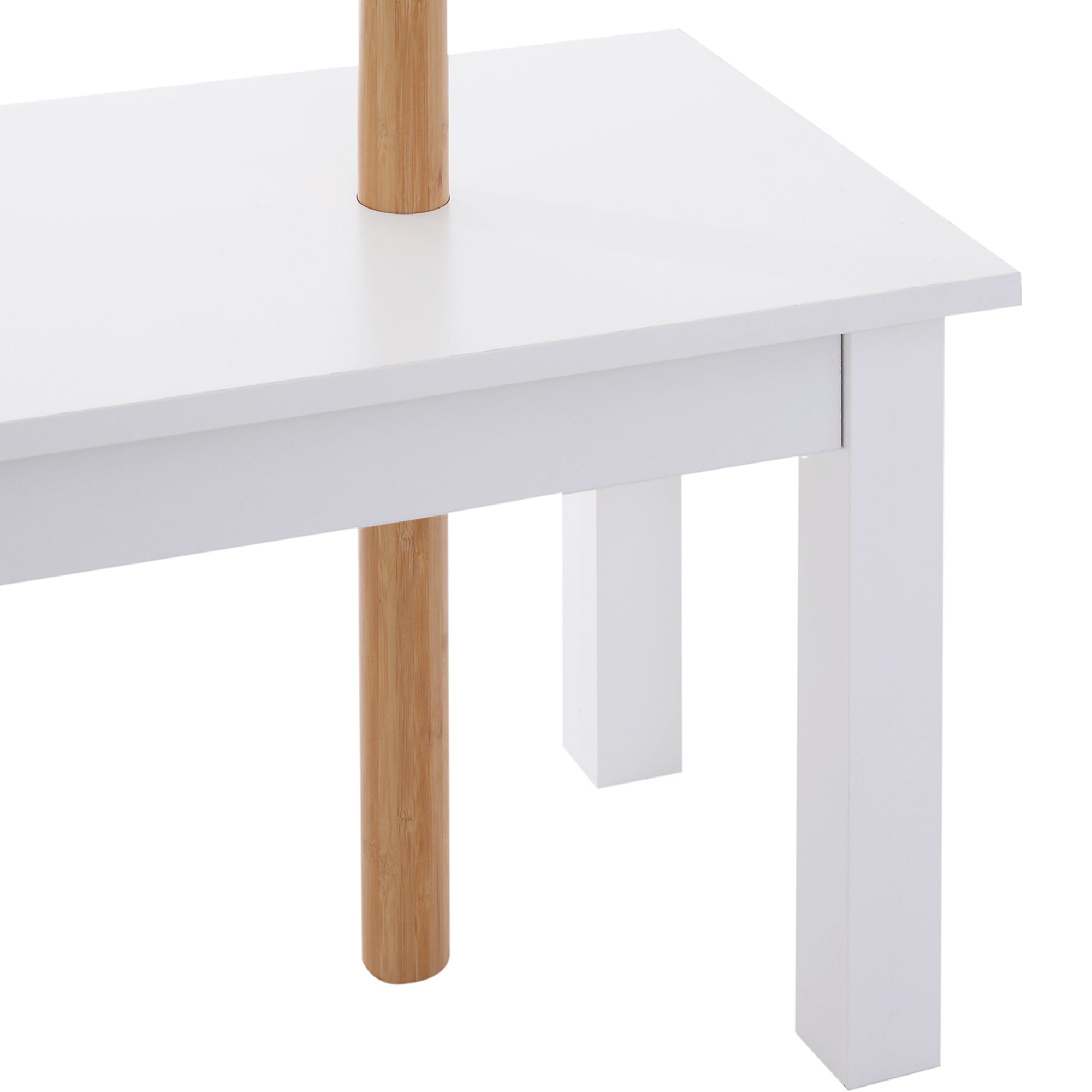HOMCOM Hallway Bench with Coat Rack, Bamboo Floor-Standing Coat Stand, White Hallway Bench, Design, Also for Bedroom, 80x30x180cm, White Wood