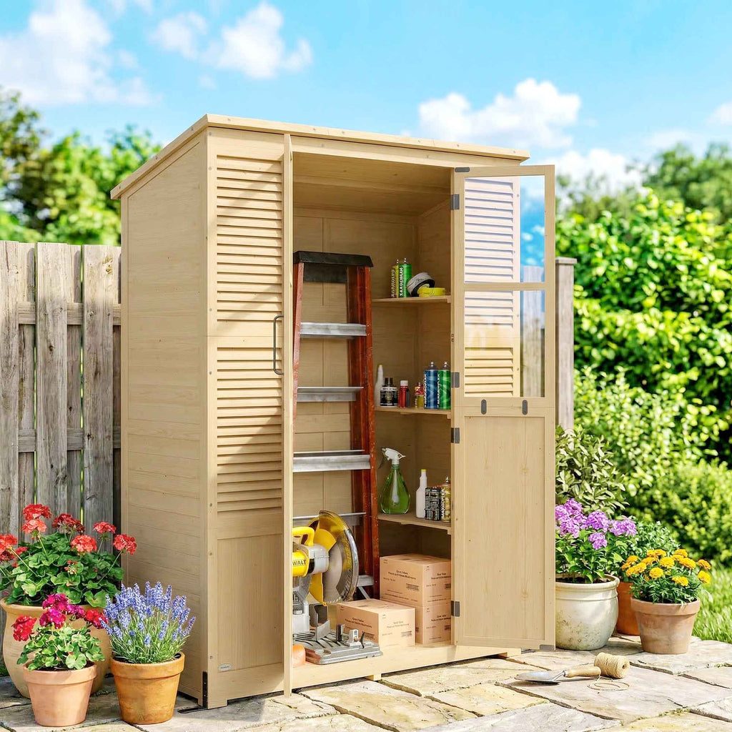Outsunny Walk-in Garden Shed with Floor and 4 Windows