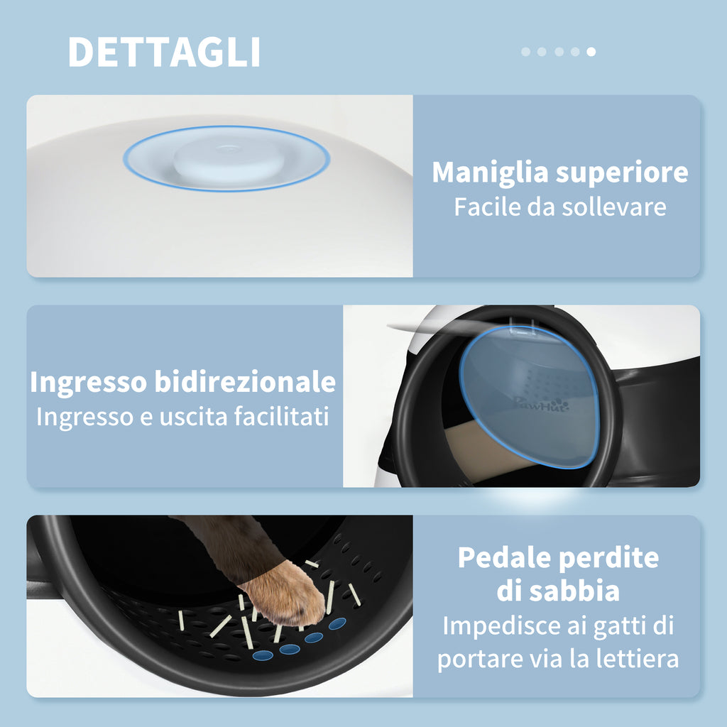 Cat Litter Box with Lid, Scoop and Deodorizer, Foldable Design, 52x41x38 cm, White and Black