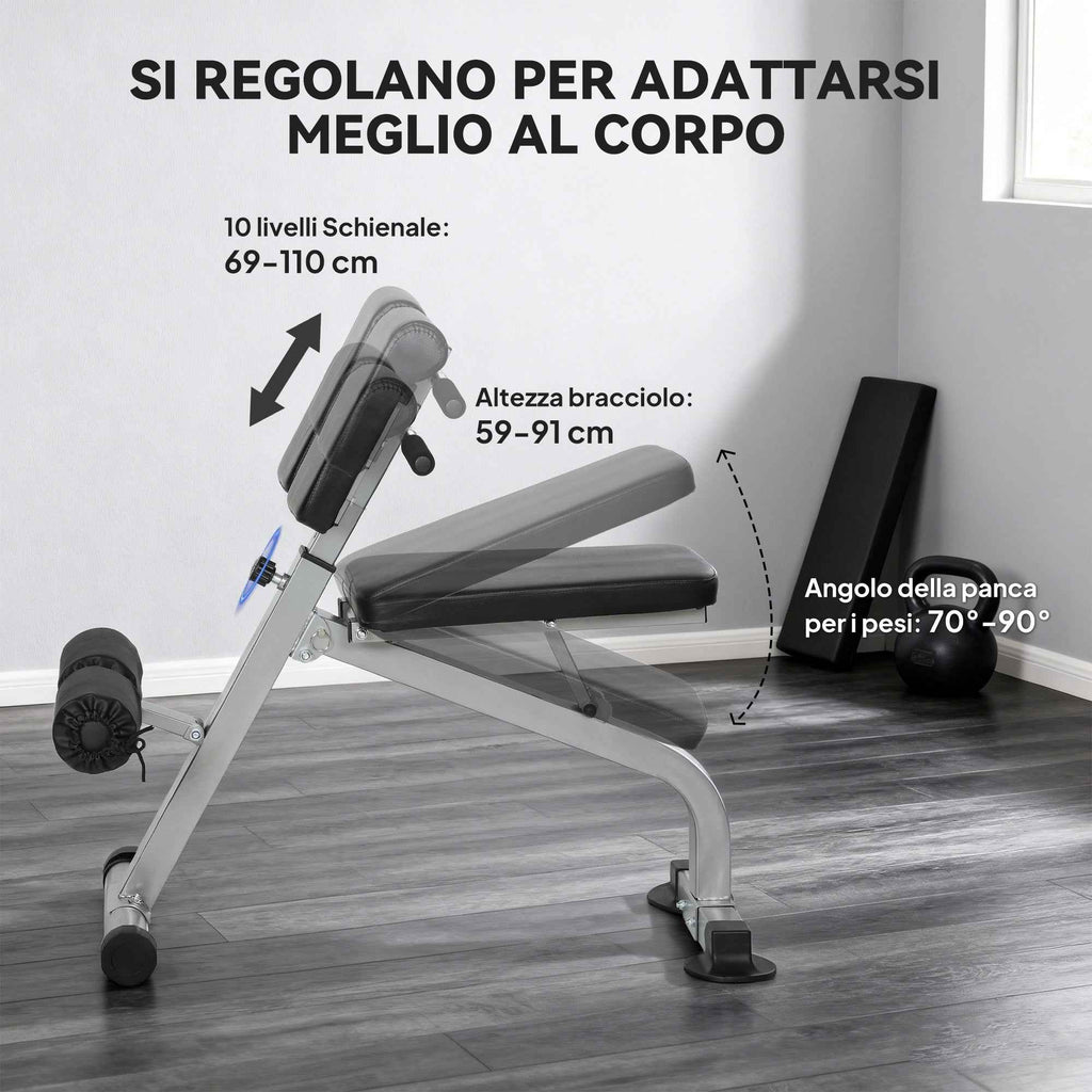 SPORTNOW Adjustable and Foldable Multifunctional Roman Bench, 150 kg Capacity, Silver