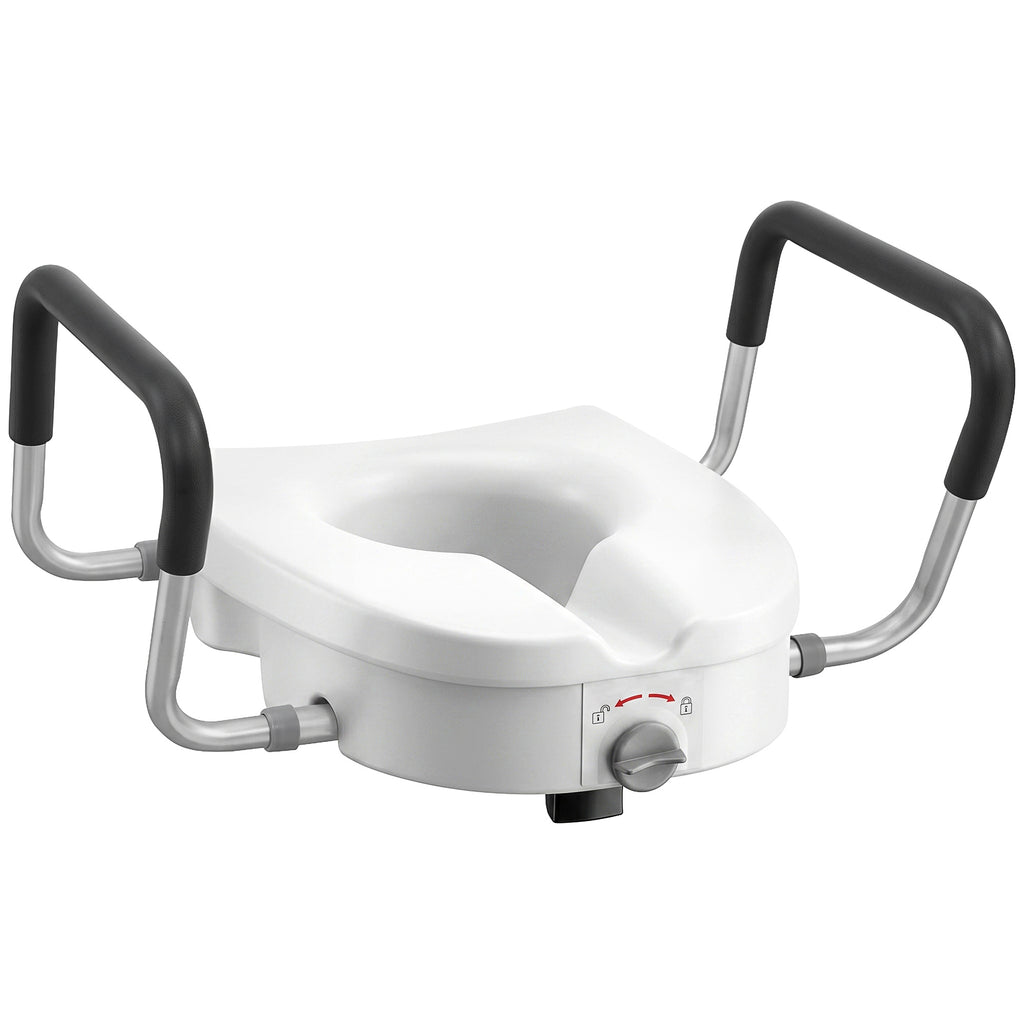 HOMCOM HDPE Toilet Seat Raiser for the Elderly with Non-Slip Handles, Adjustable Width, 136kg Capacity, White