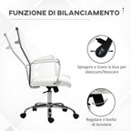 Ergonomic Faux Leather Office Chair, Swivel and Rocking Seat, 54x62x104-114 cm, White