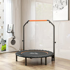 HOMCOM Mini Fitness Trampoline Ø114 cm Foldable with Height-Adjustable Handlebar, Orange and Black