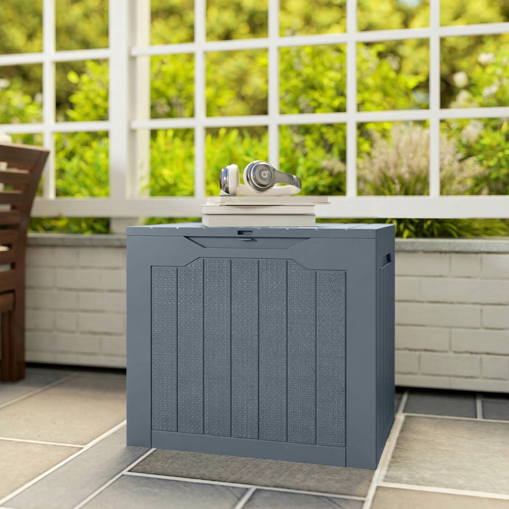 Outsunny Waterproof Garden Storage Box with Handles, PP, 56x41x50 cm, Light Grey