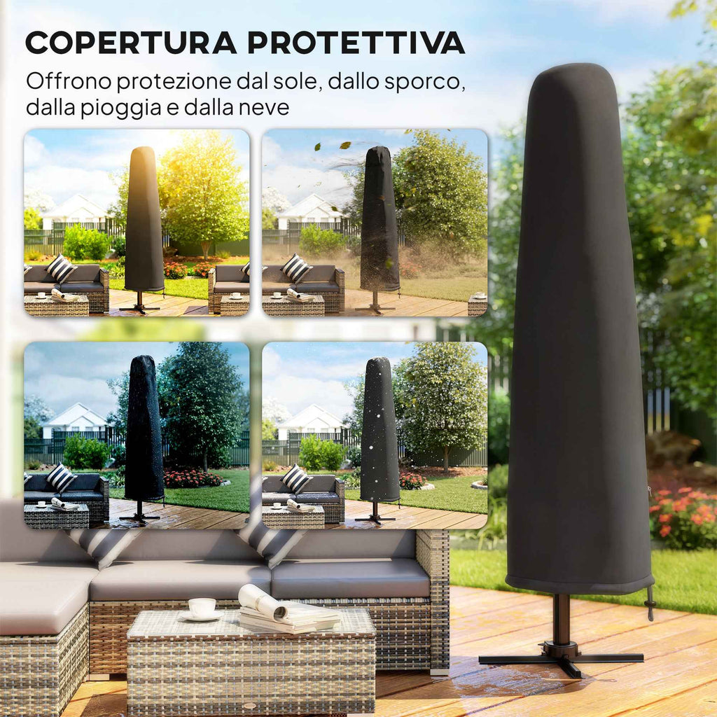 Outsunny 3x3m Off-Center Garden Umbrella with Cross Base and Cover, Aluminum, Khaki