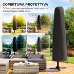 Outsunny 3x3m Off-Center Garden Umbrella with Cross Base and Cover, Aluminum, Khaki