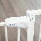 Dog Gate with Small Door, Pressure Fit and Self-Closing, 74-80x91.4cm, White