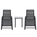 Outsunny Set 2 sun loungers and table with a shelf, in breathable fabric and metal, 59x169x66 cm, black - Borgè