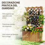 Raised Garden Bed with Trellis for Climbing Plants and Upper Pergola, 64x33x122 cm, Wood