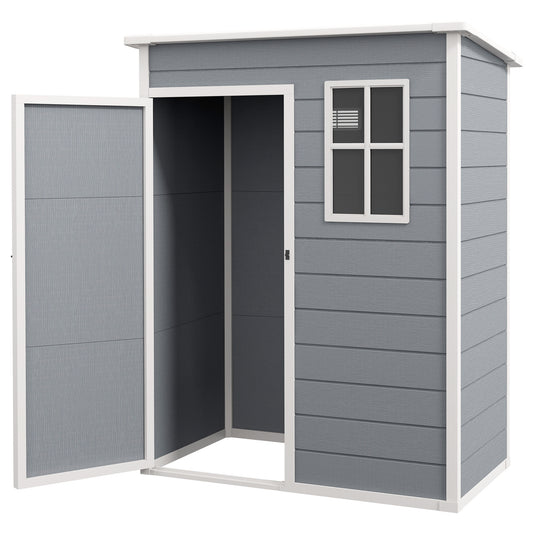 Outsunny Garden Tool Shed with Lockable Door, Window and Air Intake, Gray - Borgè