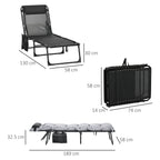 Folding Sun Lounger with Cushion, Headrest and Side Pocket, 58x189x32.5 cm, Light Gray