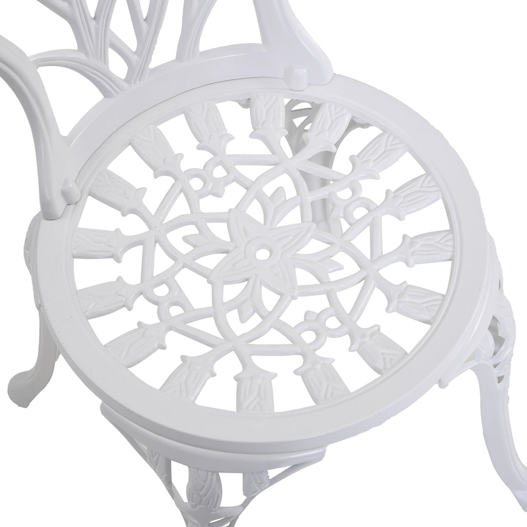 3-Piece Garden Set in Aluminum with 2 Chairs 42.5x47.5x89 cm and Round Table Ø60x67 cm, White - Borgè