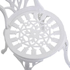 3-Piece Garden Set in Aluminum with 2 Chairs 42.5x47.5x89 cm and Round Table Ø60x67 cm, White - Borgè