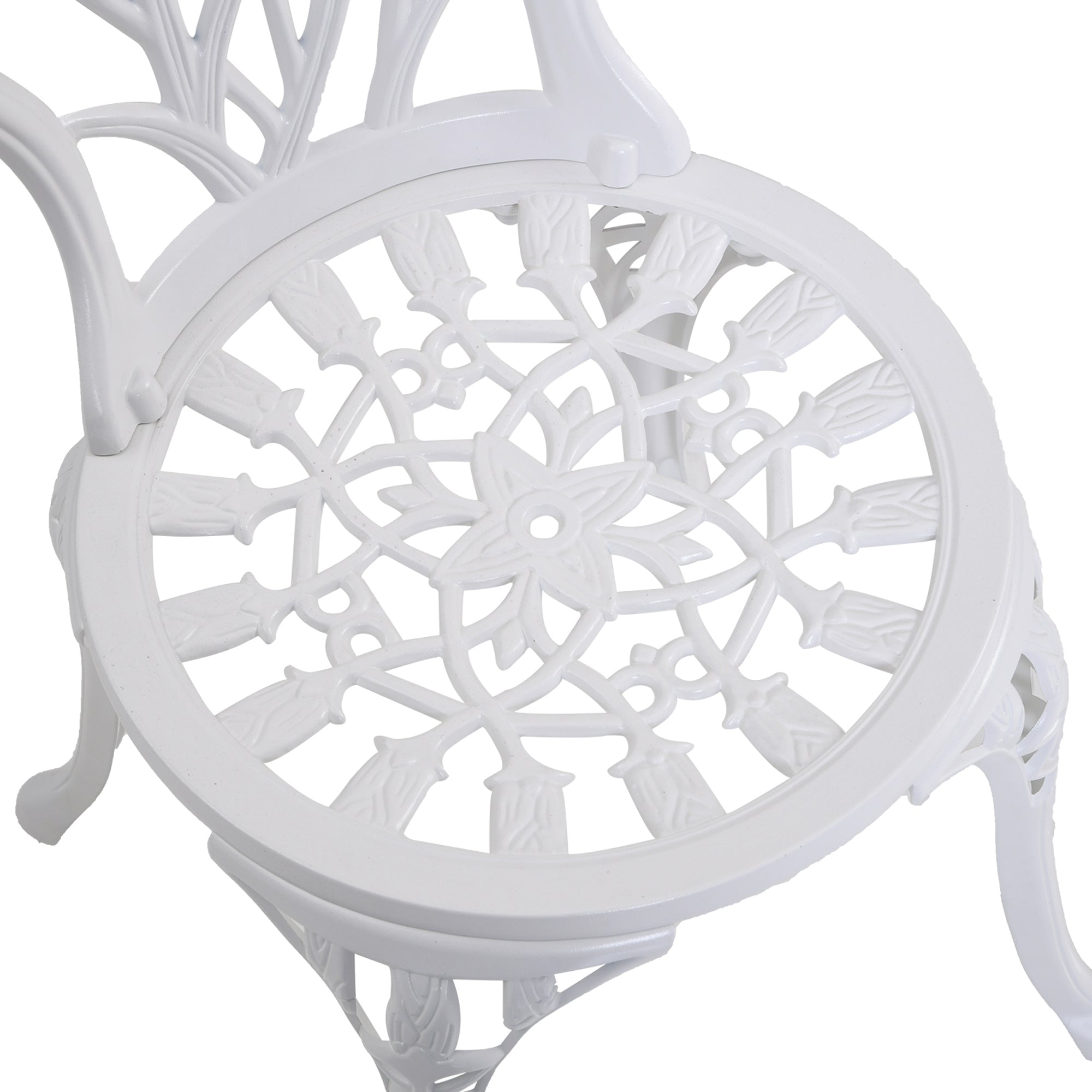 3-Piece Garden Set in Aluminum with 2 Chairs 42.5x47.5x89 cm and Round Table Ø60x67 cm, White - Borgè