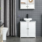 2-Door Vanity Unit with Adjustable Shelf and U-Cut, 60x30x60 cm, White