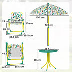 AIYAPLAY Kids Picnic Table and Chair Set with Green Umbrella