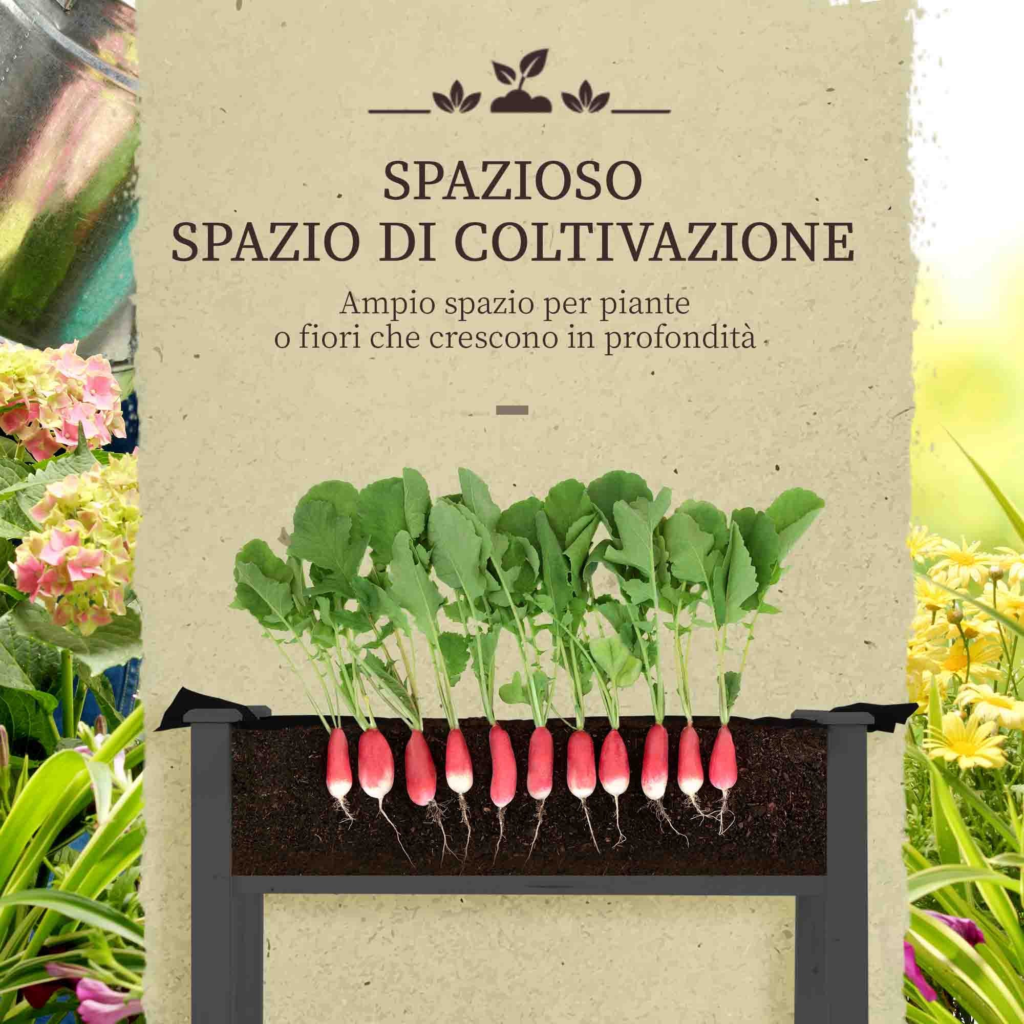 Outsunny Vegetable Garden Bed with Greenhouse, Outdoor Plant Holder in Wood and PE, 121x55x117 cm, Dark Grey