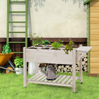 Outsunny 8-Section Outdoor Planter with Side Shelf and Fir Wood Shelf, 123x54x87 cm, Wood