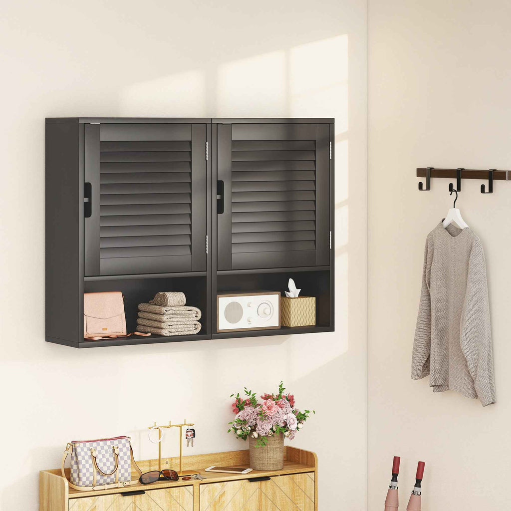 HOMCOM Wall-Mounted Bathroom Cabinet with Adjustable Shelf and Soft-Close Door, 40x20x60 cm, Black