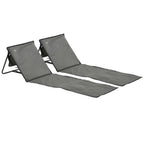 Outsunny Set of 2 Adjustable Folding Deck Chairs with Pocket, 142x51x40 cm, Grey