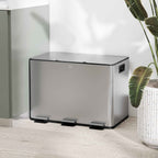 HOMCOM 3-Compartment Waste Bin, Silver
