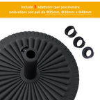14kg HDPE Round Umbrella Base for Ф35-38-48mm Poles, Ø49x32A cm, Black - Borge' Group Limited