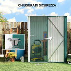 Outsunny Steel Garden Shed with Latch, 161.5 x 94.5 x 196 cm, Green