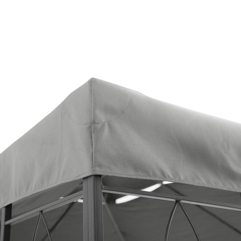 4x3m 2 Tier Polyester Gazebo Cover with Straps and 10 Drain Holes, Grey