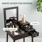 2 in 1 Dressing Table with Folding Mirror and 2 Drawers, 60x50x85.5 cm, Black