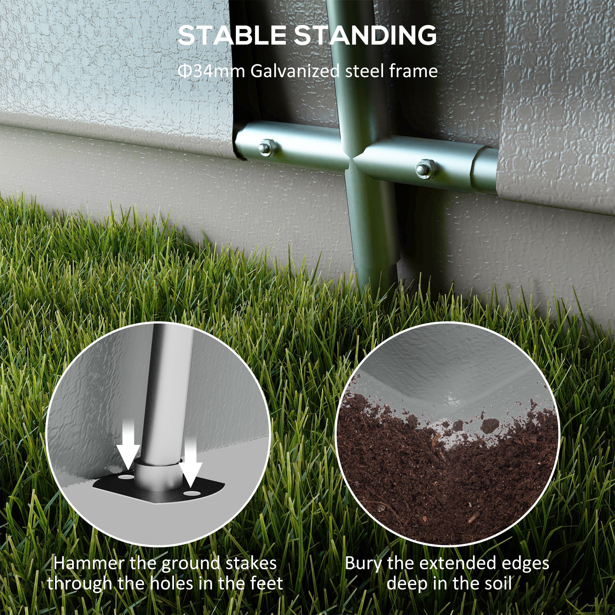 Outsunny cars for cars and parties with 2 side windows, in galvanized steel and PE, 618x265/330x240 cm, light gray - Borgè