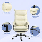 Ergonomic Office Chair, Reclining Desk Chair, Footrest, Beige