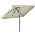 Outsunny 2x3m Rectangular Garden Umbrella with Frill Edge and Crank Handle, Metal and Polyester, Beige