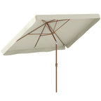 Outsunny 2x3m Rectangular Garden Umbrella with Frill Edge and Crank Handle, Metal and Polyester, Beige